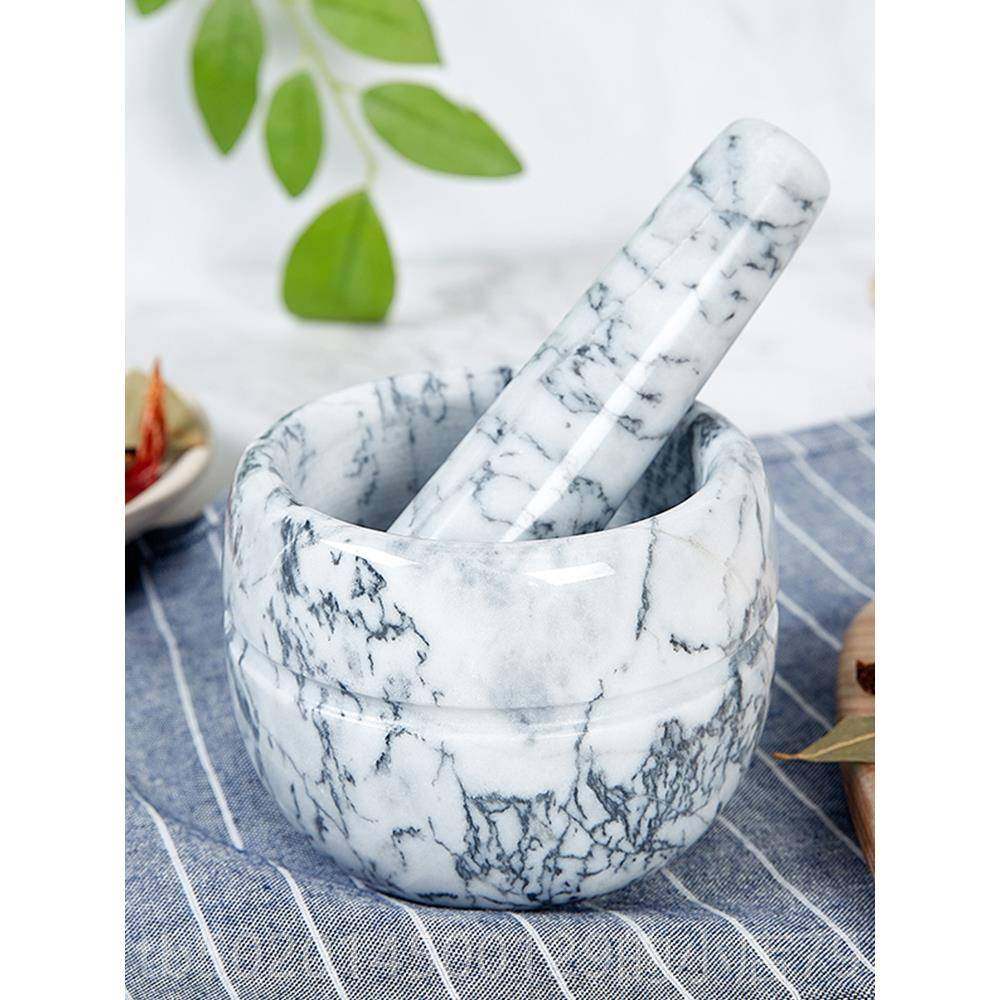 高档创大意捣蒜器泥石臼理石捣蒜罐研磨器家用手动罐捣药蒜器小号