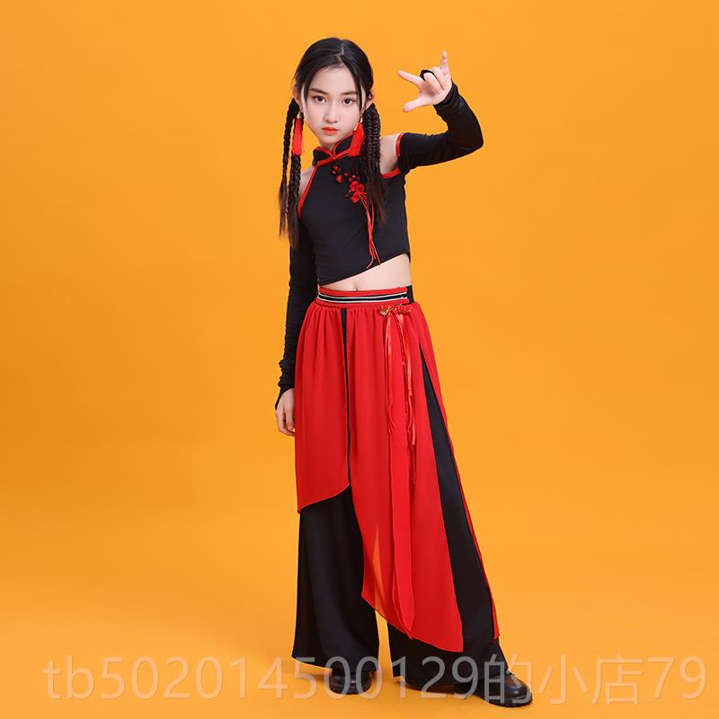 高档新童星童风女童唱同款古蹈舞民潮流套装族爵士酷酷中式表演服