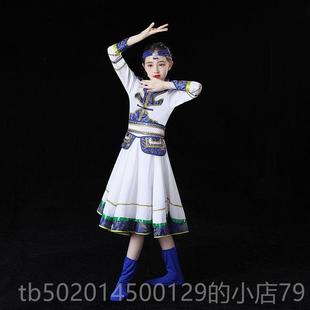 高档儿蒙童古蹈表演服装白马鸿雁顶碗舞筷舞子舞少数民族舞台族演