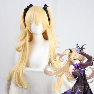 高档原神菲谢尔断cos假发旅行者罪尾皇女马送双黑丝带现货