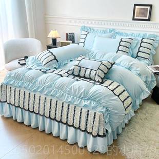 高档秋冬磨毛1.8x被2.2m床裙四件套床套轻奢风简约床罩加厚0224新