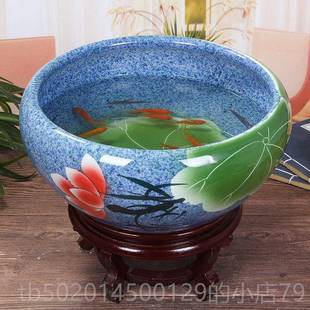 高档景德镇陶瓷缸碗莲花睡莲创盆莲花缸大龟鱼盆家鱼居流水饰品意