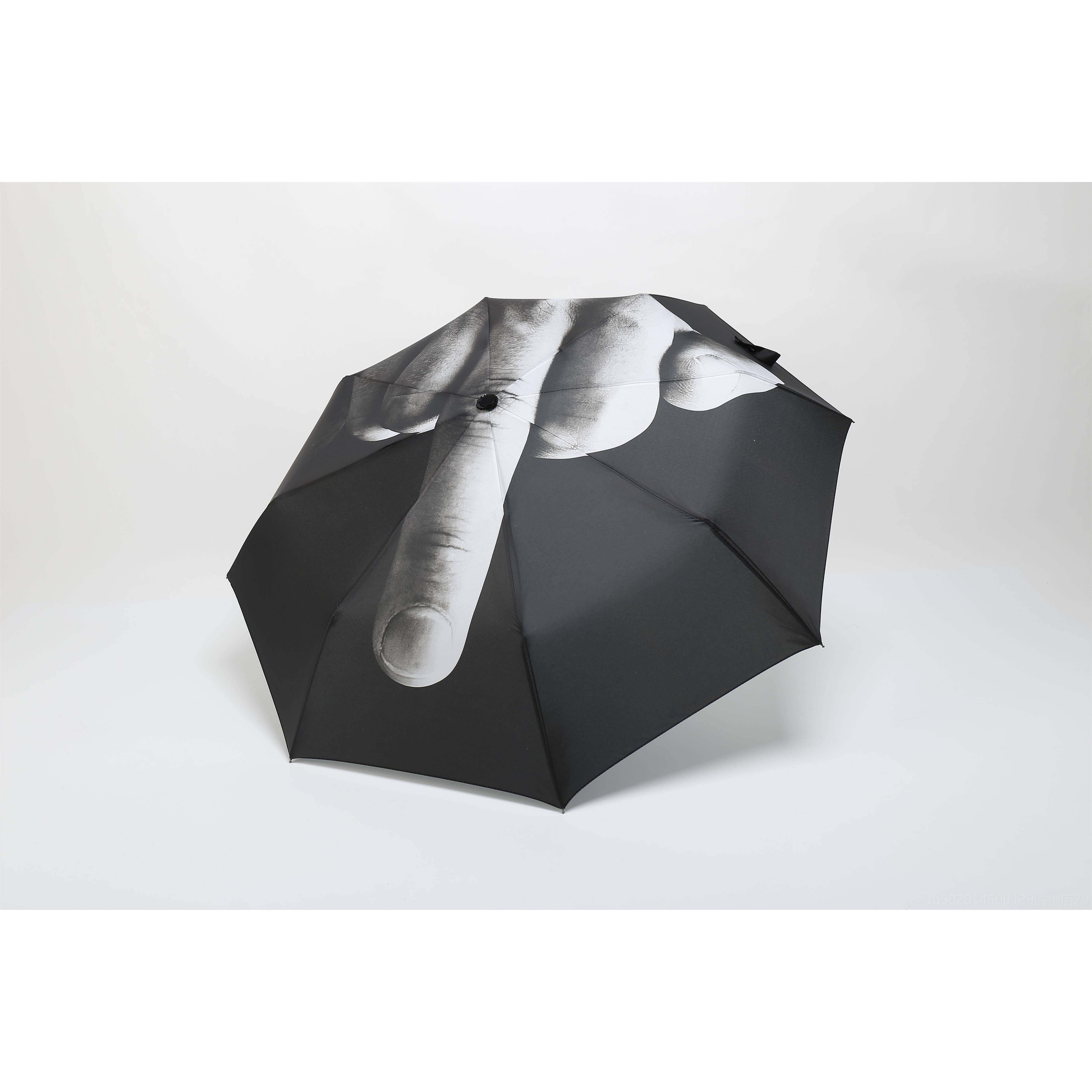 高档竖个性创意中指雨伞 动开收折视叠晴雨两自用潮流学生伞中指