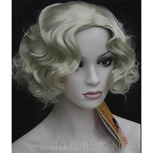 正品假发女港覆古旗头饰水纹袍门罗欧美上海滩香风格华写实金色中