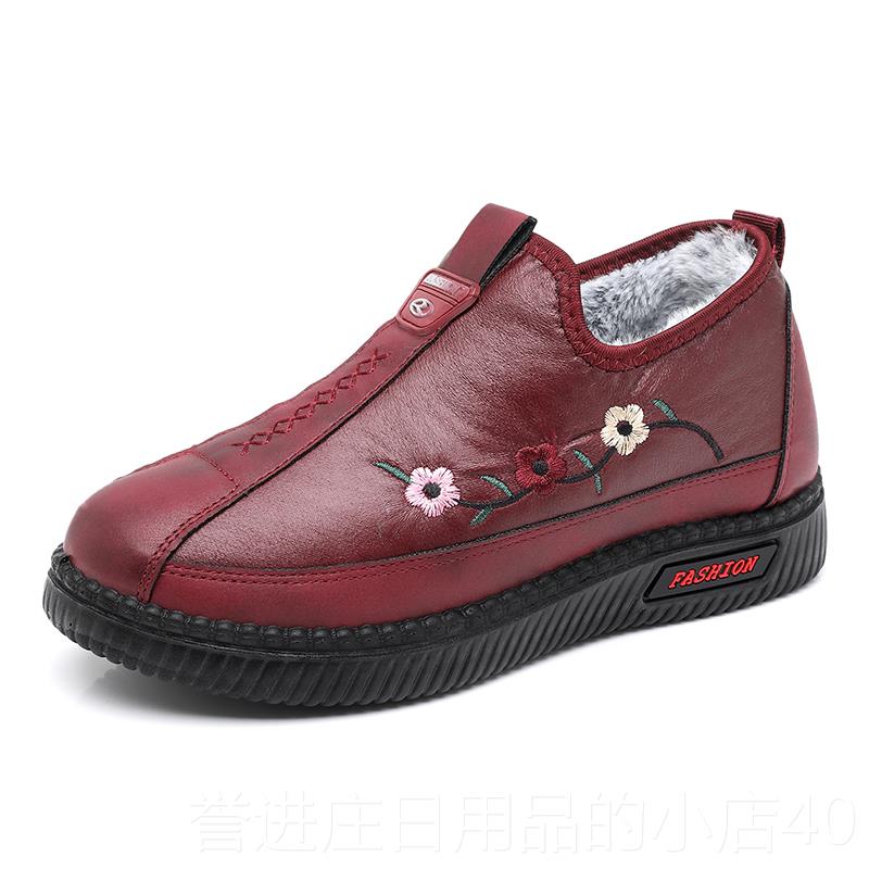 正品冬天新款防中水加女绒保老暖布鞋棉鞋软面老年防滑人妈妈鞋雪