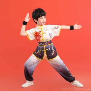 正品新儿童武术表练演服装幼儿园中小生男女训组的体育比学赛夏季