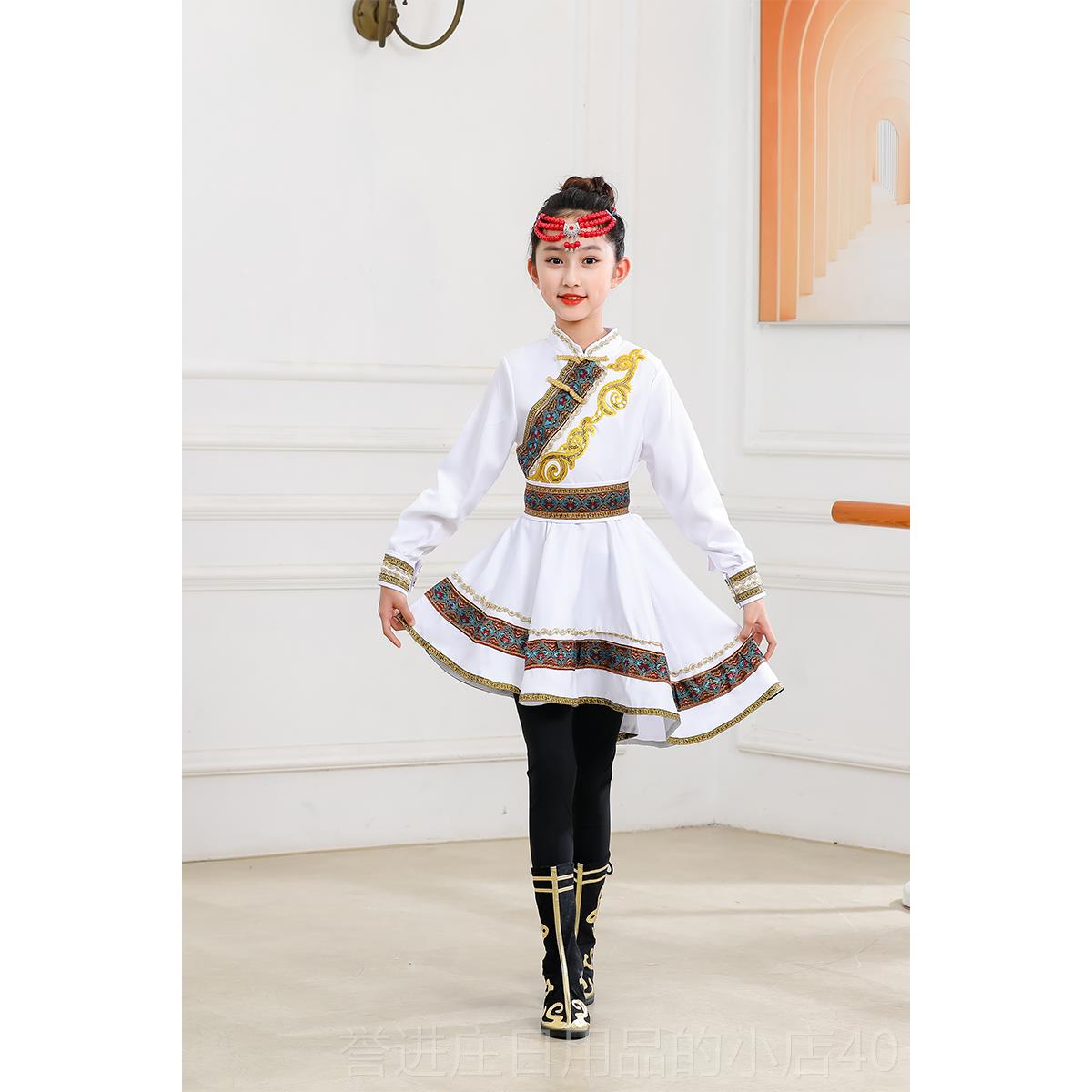 正品新款儿表演白族马演出服蒙古舞蹈女童童少蒙数民族服装古筷子
