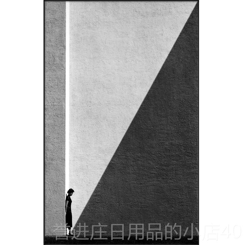 正品黑白风格条高端客厅装饰画现代简N约入口几何抽线象ormore艺