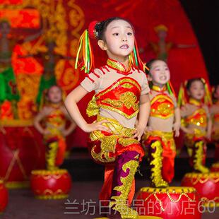 高档童腰鼓服、击鼓服装、开、场舞舞蹈表演服中式舞节庆男台女表