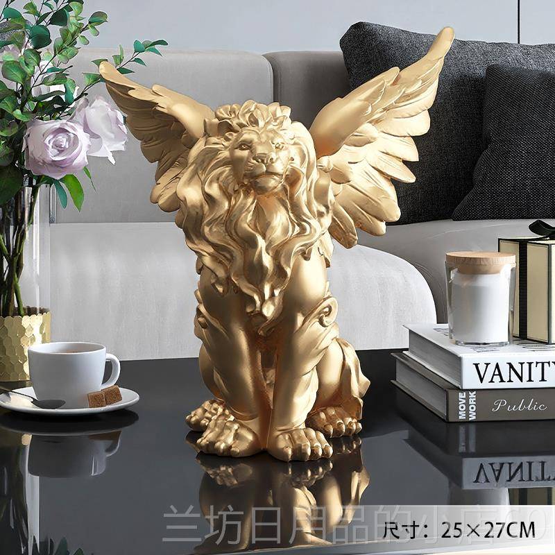 高档北欧狮子工艺品摆件轻设奢玄关客样电视柜酒柜板房摆桌厅面装