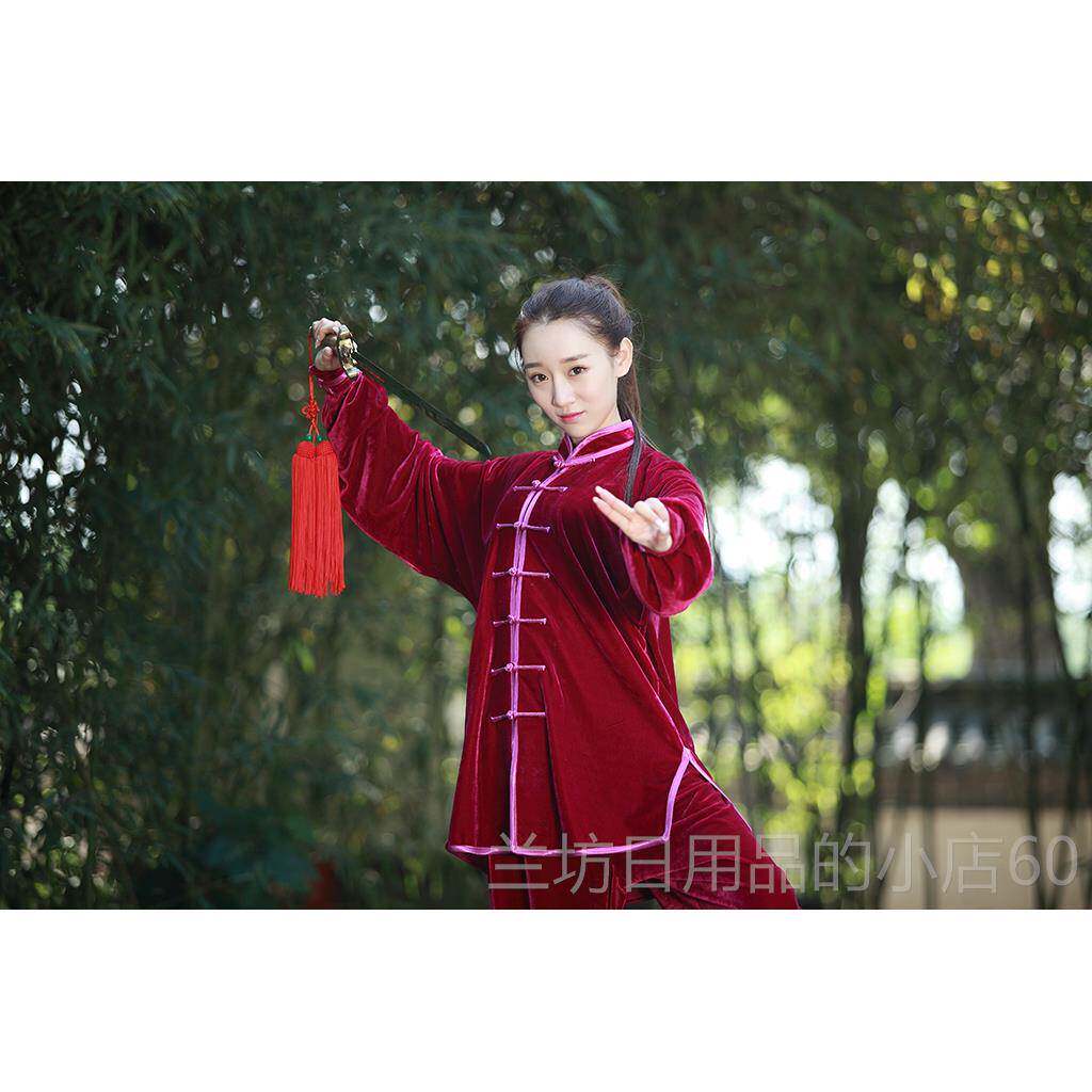 高档运丝绒秋冬加厚极拳服太练功武术服中武金老年表演服太极服装