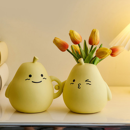 抱抱梨陶瓷花瓶摆件家居客厅电视柜酒柜装饰品办公室书房书档摆设