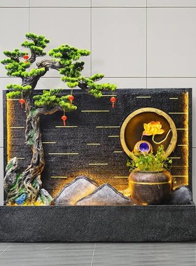 流水摆件大型落地假山喷泉水景客厅办公室阳台加湿器高山装饰造景