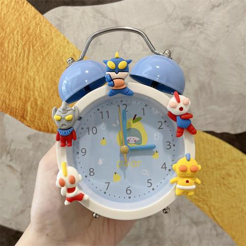 可爱卡通带夜灯小学生闹钟静音走时强力叫醒儿童闹钟创意小床头钟