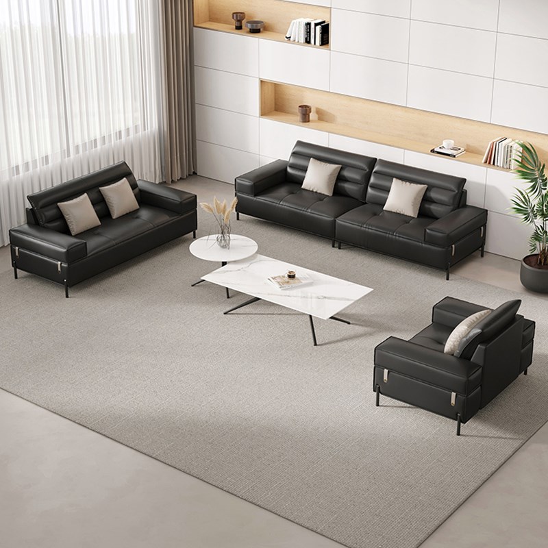 简约现代单人办公沙发会客休息恰谈接待室商务三人沙发办公室茶几