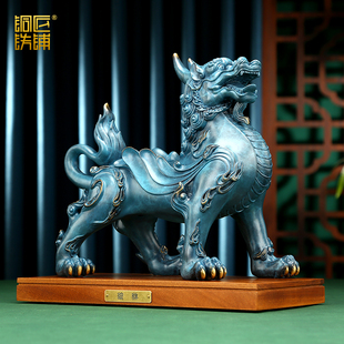 全黄铜貔貅摆件一对中式家居饰品客厅玄关办公室装饰品开业礼品