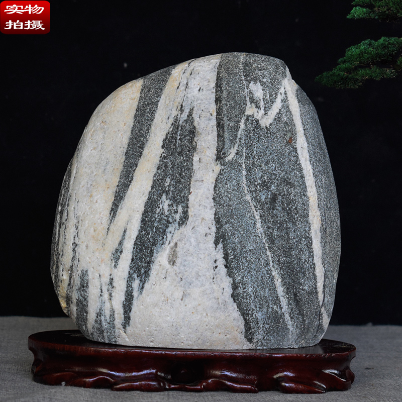 正宗天然泰山石原石敢当山水花纹青石头奇石小假山缺角保平安摆件