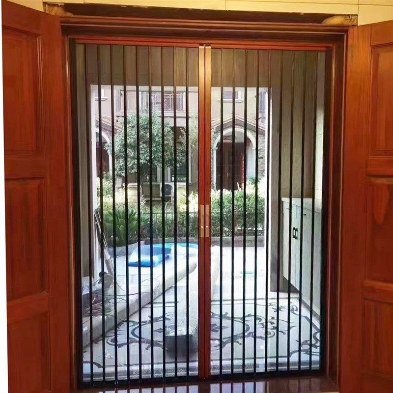 定制无轨金刚网纱门带锁推拉式高铁轨平网款极窄边折叠防蚊门纱