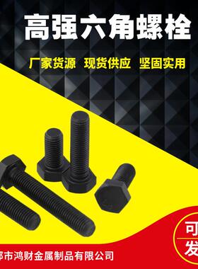 8.8级10.9级高强度外六角螺栓黑色螺丝加长螺杆t型全螺纹