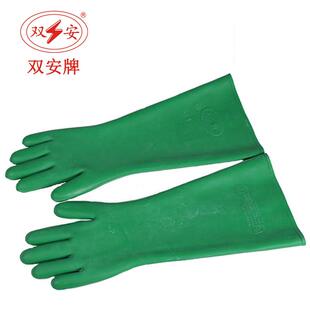 天津双安耐酸碱手套45cm天然橡胶涂层直筒手套40cm防化学作业防护