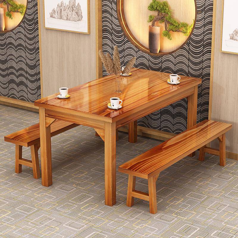 商用饭店餐厅快餐桌椅面馆小吃烧烤火锅店碳化实木经济型桌椅组合