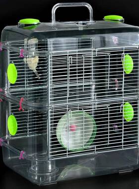 厂家宠波尔亚克力仓鼠笼子透明笼双层豪华超大透明别墅套餐