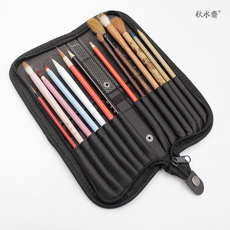 秋水齋水彩画笔袋便携可折叠毛笔帘写生画具好用画材,文具电教/文化用品/商务用品,笔帘,淘宝优惠券,粉丝福利购,淘宝优惠卷
