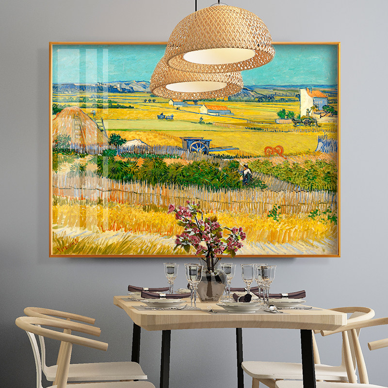 梵高丰收装饰画世界名画星空麦田风景油画酒店宾馆餐厅向日葵壁画