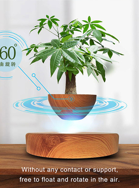 反重力自转田园风磁悬浮盆栽花盆办公室家具装饰桌面摆件创意摆件
