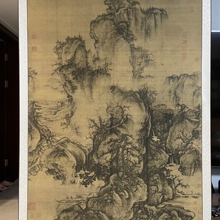 1:1郭熙早春图山水画国画微喷古代名画复制品客厅装饰画画芯高清