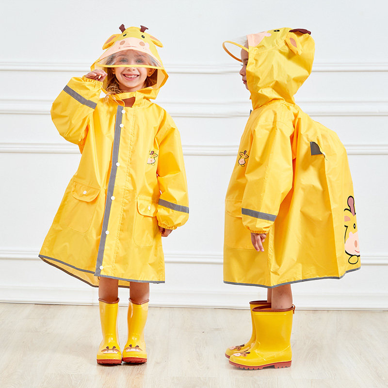 儿童雨衣女童男童幼儿园小孩宝宝立体学生带书包位反光条雨披套装
