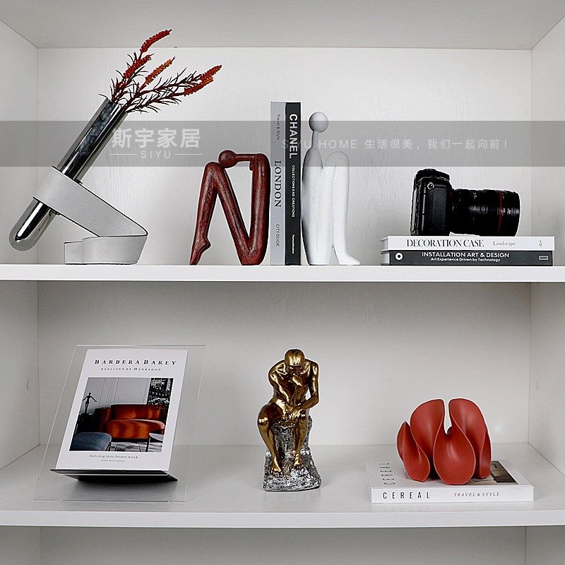 现代样板间书房书柜家居饰品创意树脂工艺品陶瓷玻璃花器软装摆件,家居饰品,装饰摆件,淘宝优惠券,粉丝福利购,淘宝优惠卷