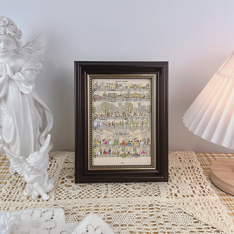 卡通音符复古装饰画摆件高级感油画摆台客厅玄关钢琴美欧式相框