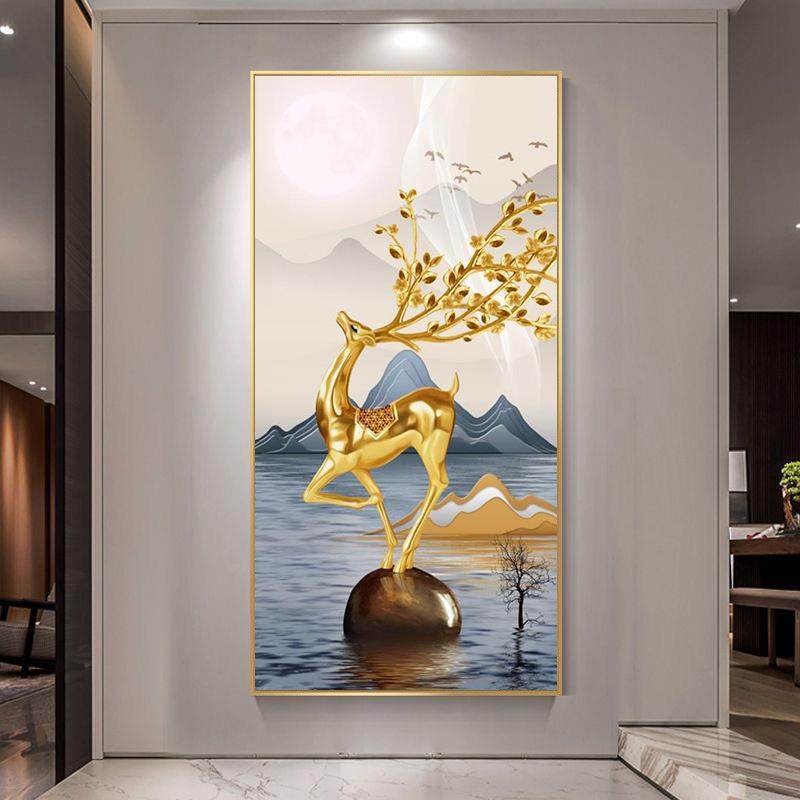 风景入户门玄关装饰画轻奢金鹿客厅壁画现代简约山水走廊过道挂画,五金/工具,五金工具箱/五金收纳箱,淘宝优惠券,粉丝福利购,淘宝优惠卷