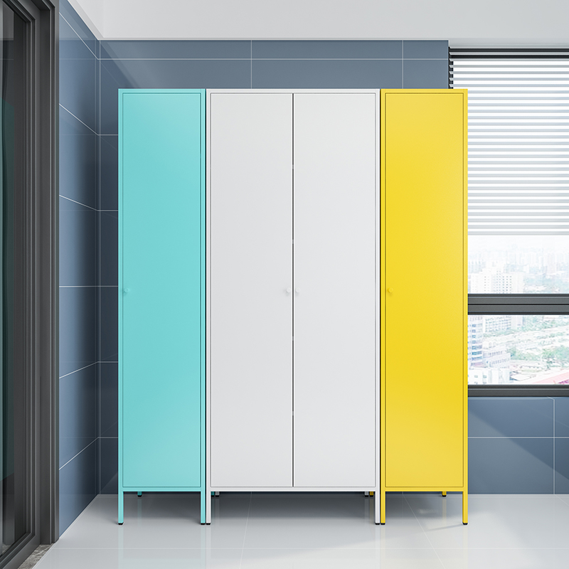 铁皮衣柜家用卧室单双门儿童宝宝简易衣橱大容量收纳柜阳台储物柜