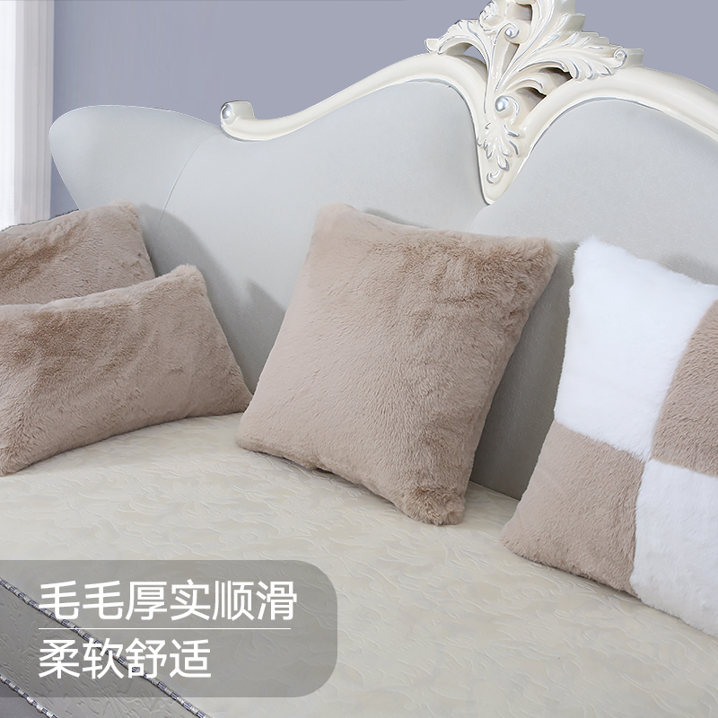 2020新款仿獭兔毛皮草抱枕短毛毛绒汽车靠垫卧室床头客厅沙发靠枕