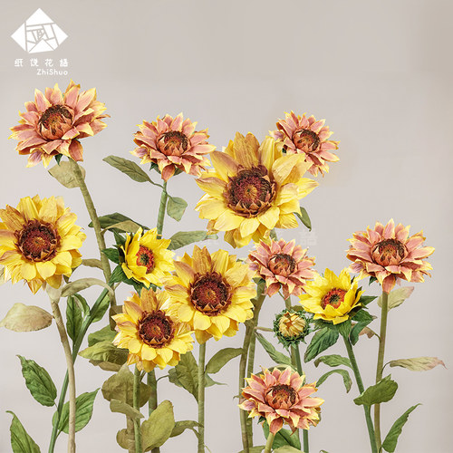 婚庆路引花装饰婚礼道具橱窗手工花舞台布置立杆仿真向日葵纸花