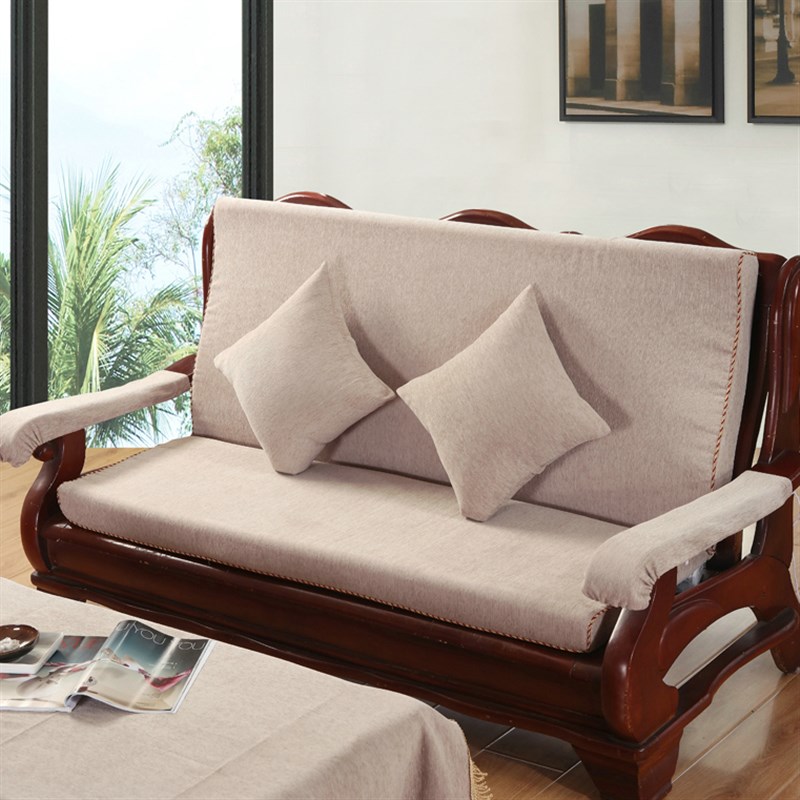 加厚红木实木头老式三人沙发坐垫带靠背中式联邦椅春秋防滑海绵垫
