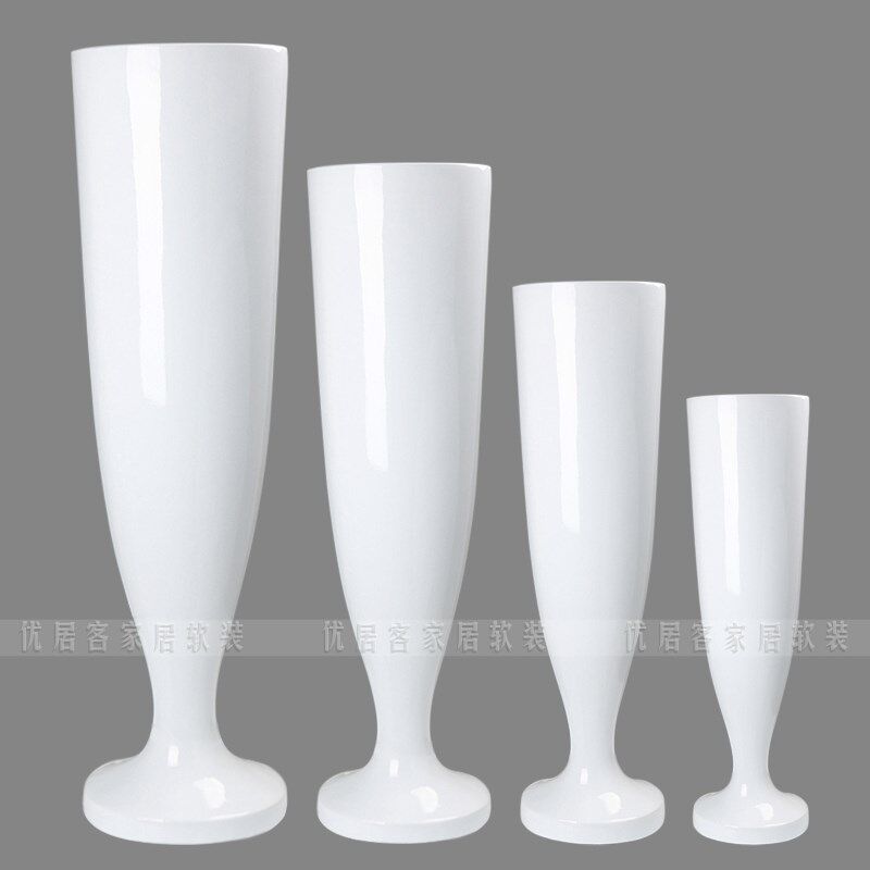 简约现代月光杯酒杯形玻璃落地大花瓶时尚家居客厅插花高脚细腰瓶