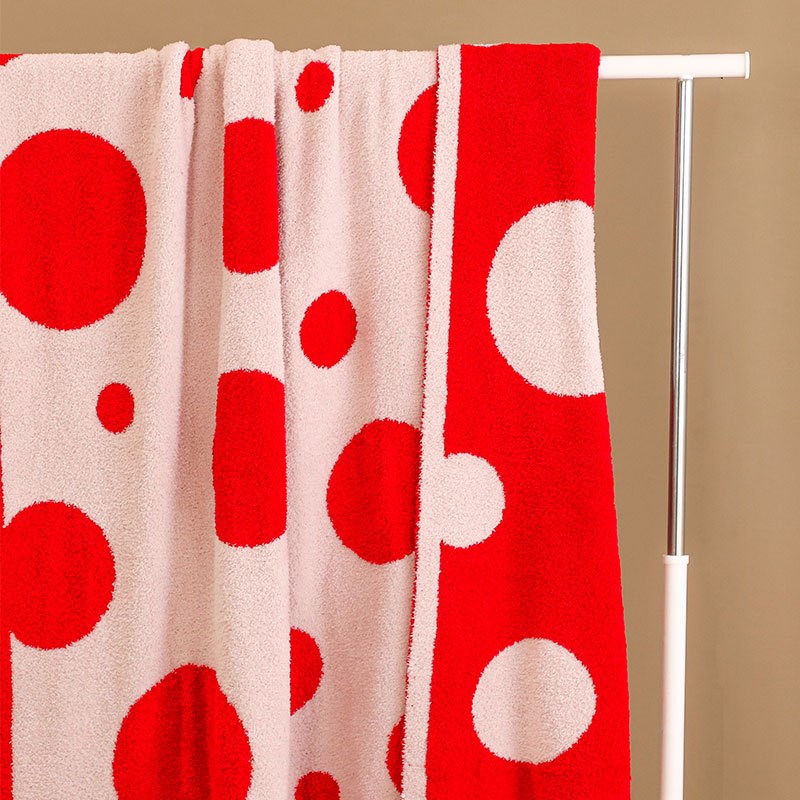 简约黑白波点半边绒毛毯办公室午睡绒毯空调毯子沙发装饰盖毯