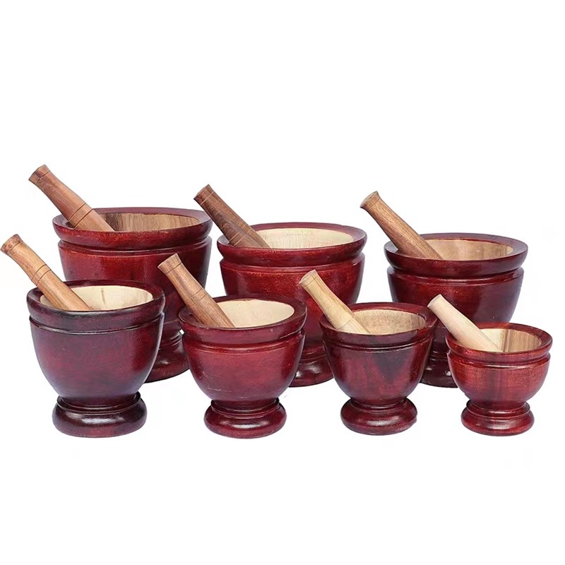 傣味舂臼鸡脚家用实木捣蒜研磨器舂木辣椒擂钵对窝杵舂钵舂桶木臼