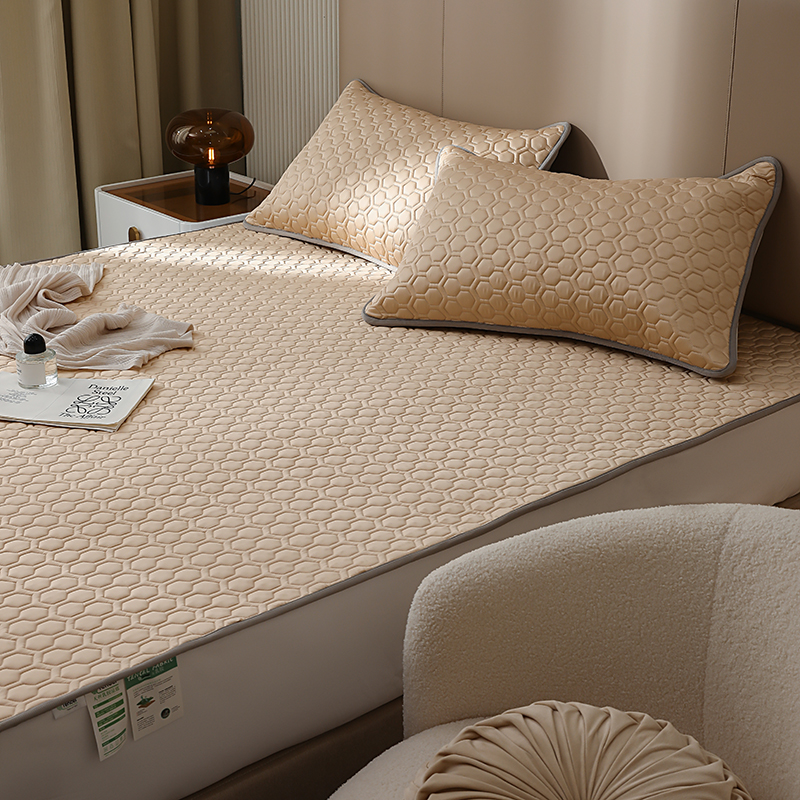 类天丝乳胶凉席床单款三件夏季可水洗凉爽丝滑裸睡冰丝空调席