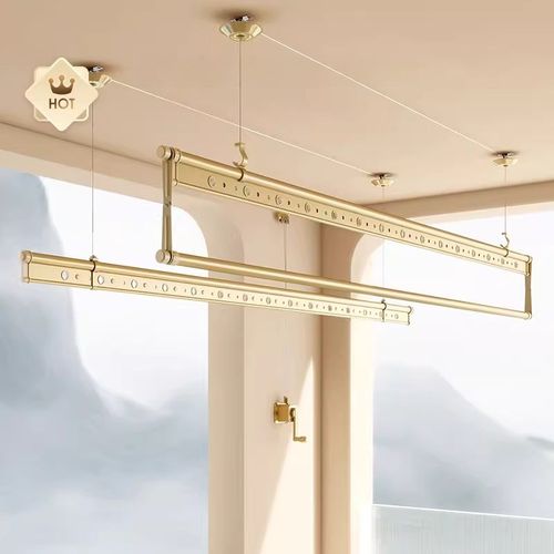 四季沐歌家用手摇式升降晾衣架阳台晒衣顶装晾衣杆凉衣折叠晒被架