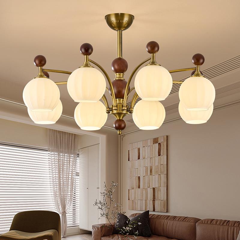 2025年新款中古风全铜客厅卧室吊灯复古书房灯氛围感餐厅房间灯具