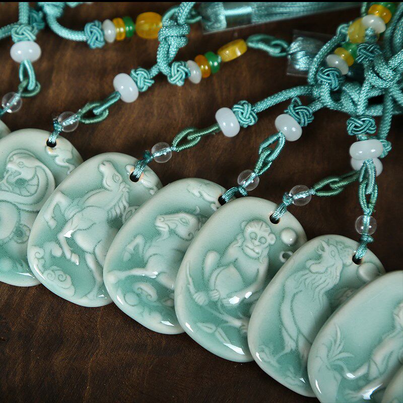 龙泉青瓷百搭手工汽车挂件复古时尚挂饰创意陶瓷十二生肖吊坠饰品,家居饰品,其他工艺饰品,淘宝优惠券,粉丝福利购,淘宝优惠卷