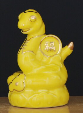 陶瓷蛇摆件招财吉祥物生肖蛇白黄红色客厅办公室摆设工艺礼品装饰