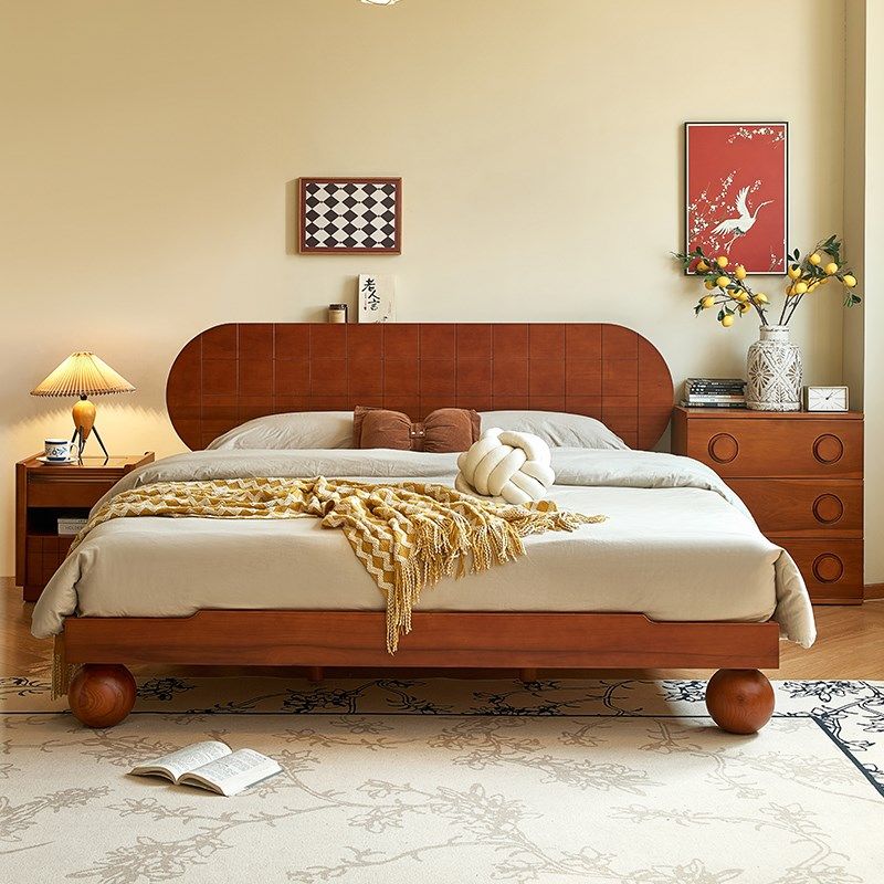 法式复古实木床1.5米2023款主卧1米8床简约现代双人悬浮床小户型
