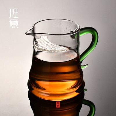 班意 简易泡茶壶 月牙滤网泡茶壶 泡茶公杯两用自在杯 玻璃泡茶杯