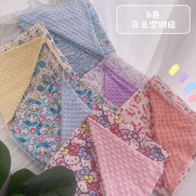 新款儿童呼吸棉豆豆毯夏季空调被推车安抚巾幼儿园大童午睡毯亲子