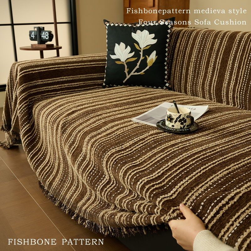 2025新款雪尼尔沙发垫四季通用防猫抓坐垫子中古风防滑套罩盖布,居家布艺,沙发套,淘宝优惠券,粉丝福利购,淘宝优惠卷